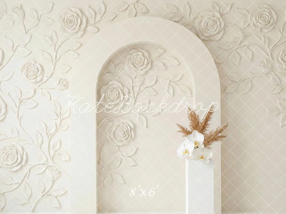 Kate Floral Arch Embossed Roses Fleece Backdrop Designed by Patty Robert