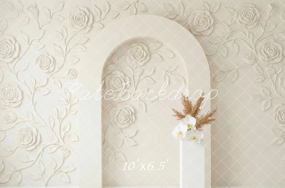 Kate Floral Arch Embossed Roses Fleece Backdrop Designed by Patty Robert - Image 2