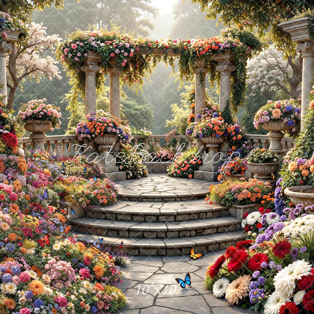 Kate Floral Arch Stone Columns Garden Backdrop Designed by Mini MakeBelieve - Image 7