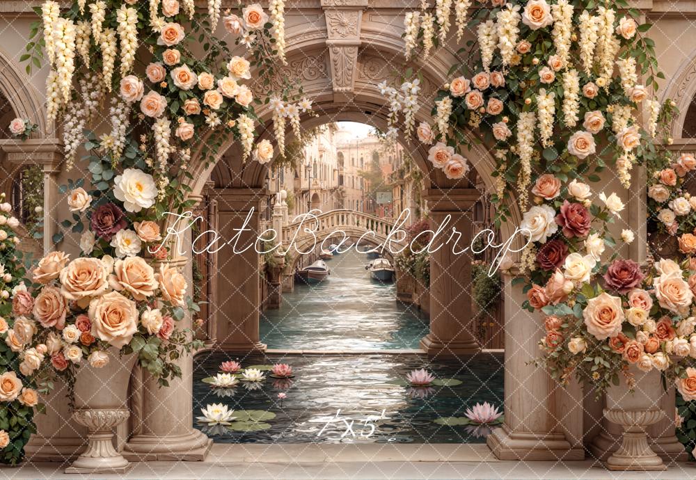 Kate Floral Arch Water Canal Bridge Backdrop Designed by Emetselch