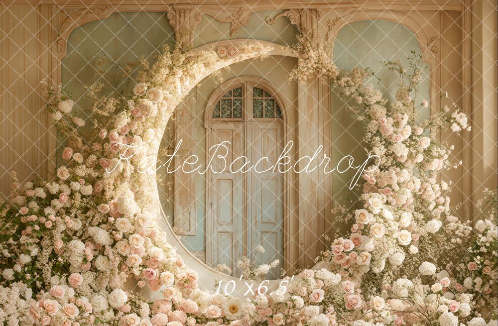 Kate Floral Moon Arch White Roses Wedding Backdrop Designed by Emetselch - Image 6