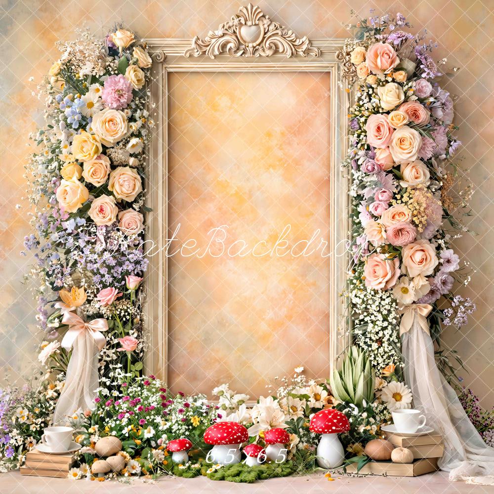 Kate Floral Vintage Frame Mushrooms Pastel Backdrop Designed by Mini MakeBelieve - Image 2