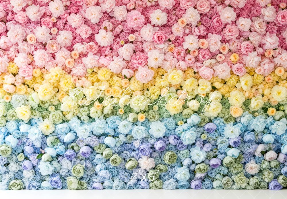 Kate Floral Wall Gradient Pastel Colours Backdrop Designed by Patty Robert
