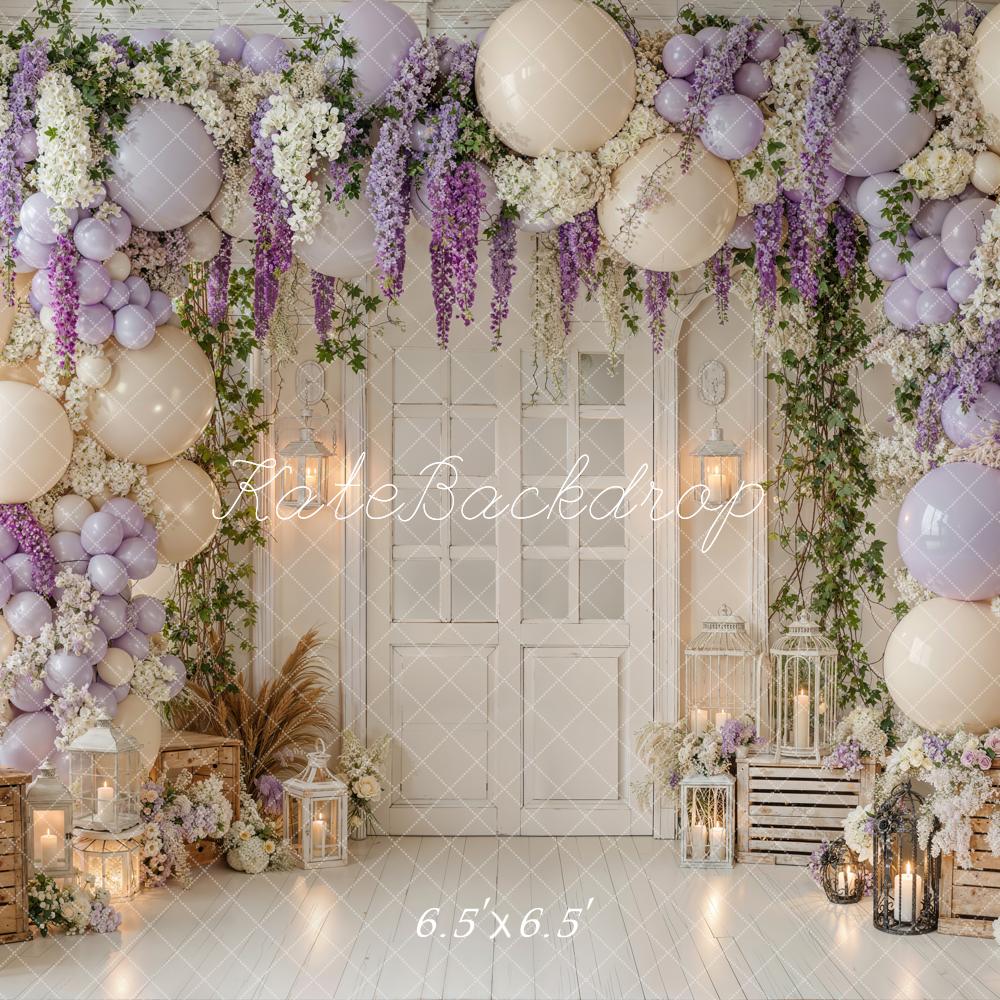 Kate Flower Arch Balloons Crates Lanterns Backdrop Designed by Emetselch - Image 2