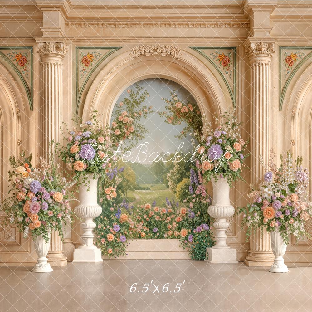 Kate Spring Floral Arch Classical Columns Backdrop Designed by Emetselch - Image 2