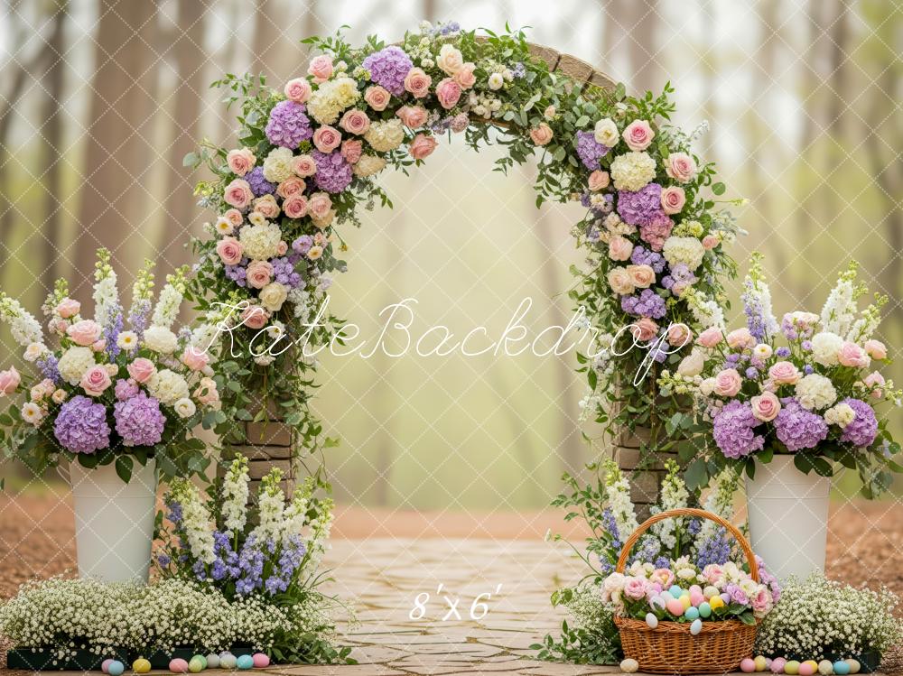 Kate Floral Easter Eggs Fleece Backdrop Designed by Patty Robert