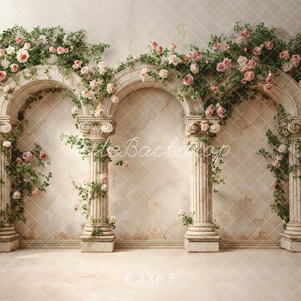 Kate Spring Roses Arch Marble Columns Backdrop Designed by Emstselch - Image 2