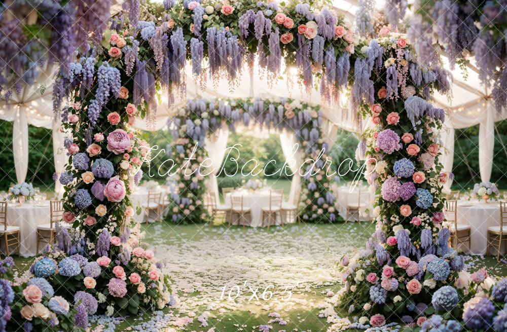 Kate Flower Arch Pastel Garden Fleece Backdrop Designed by Emetselch - Image 2