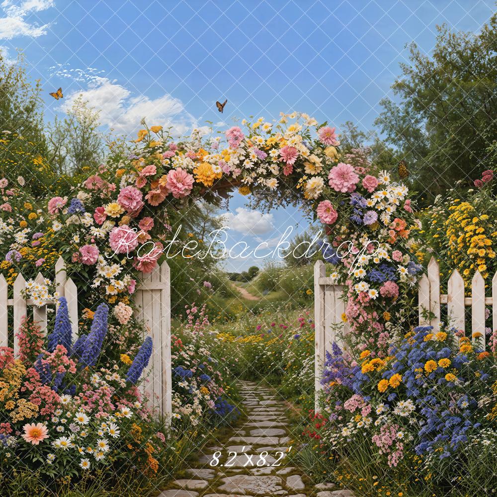Kate Spring Flower Arch White Fence Garden Backdrop Designed by Emetselch - Image 6