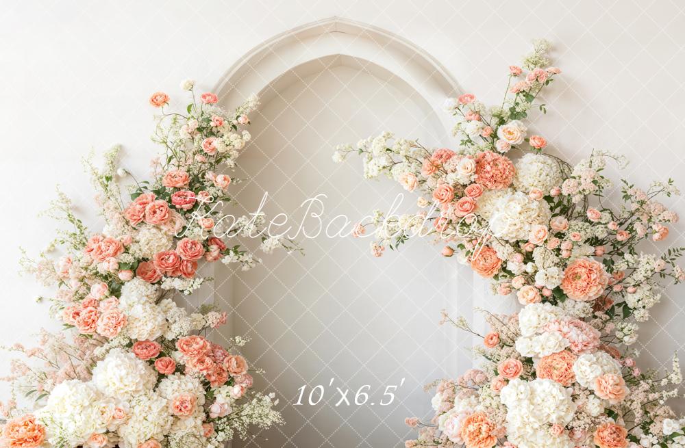 Kate Spring White Pink Floral Arch Wall Fleece Backdrop Designed by Emetselch - Image 2
