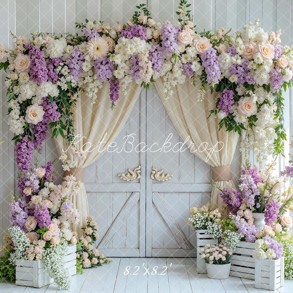 Kate Flower Arch White Wooden Door Backdrop Designed by Mini MakeBelieve - Image 5