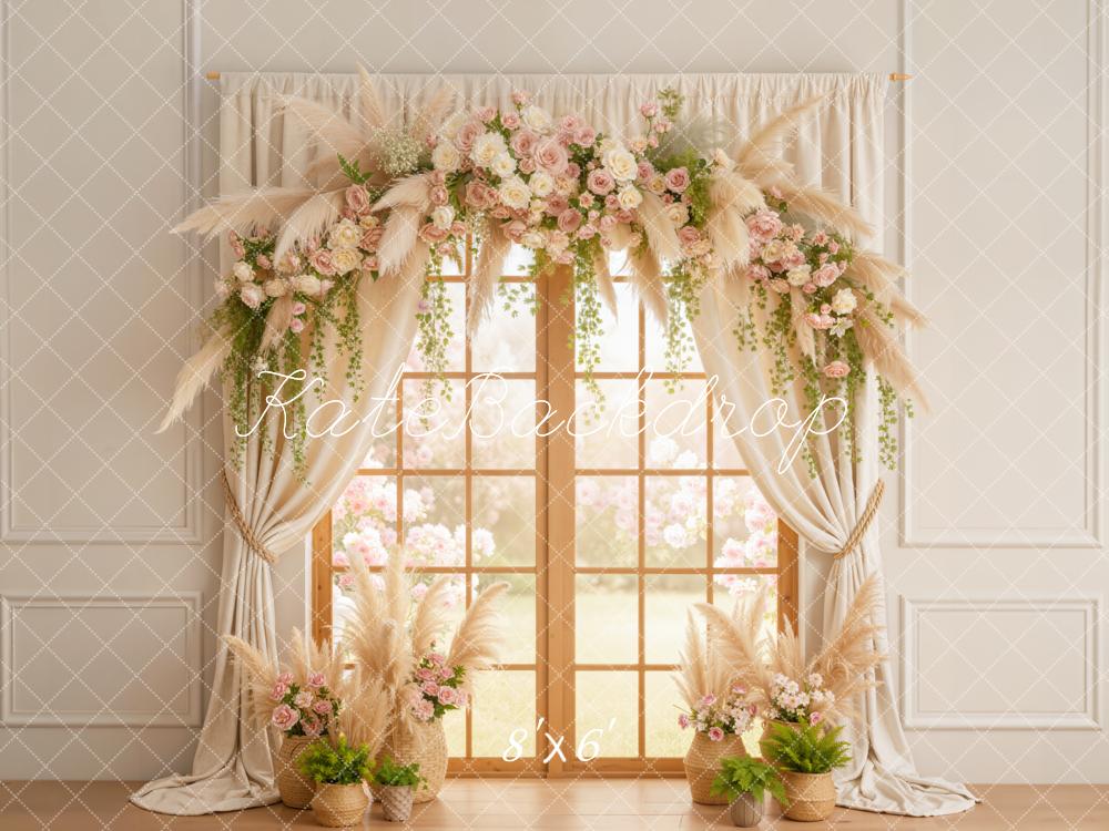 Kate Spring Arch Window Curtains Fleece Backdrop Designed by Emetselch