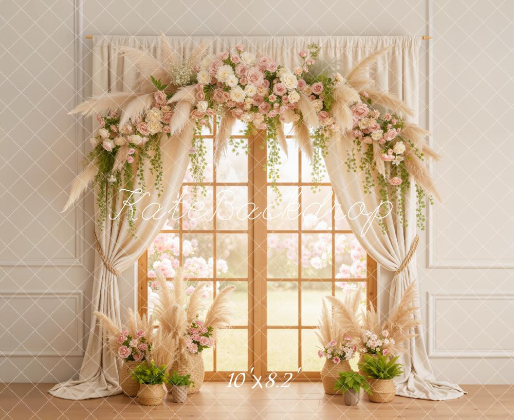 Kate Spring Arch Window Curtains Fleece Backdrop Designed by Emetselch - Image 3