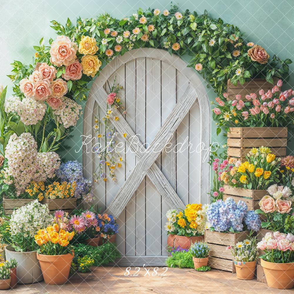 Kate Spring Flower Arch Wooden Door Backdrop Designed by Emetselch - Image 5