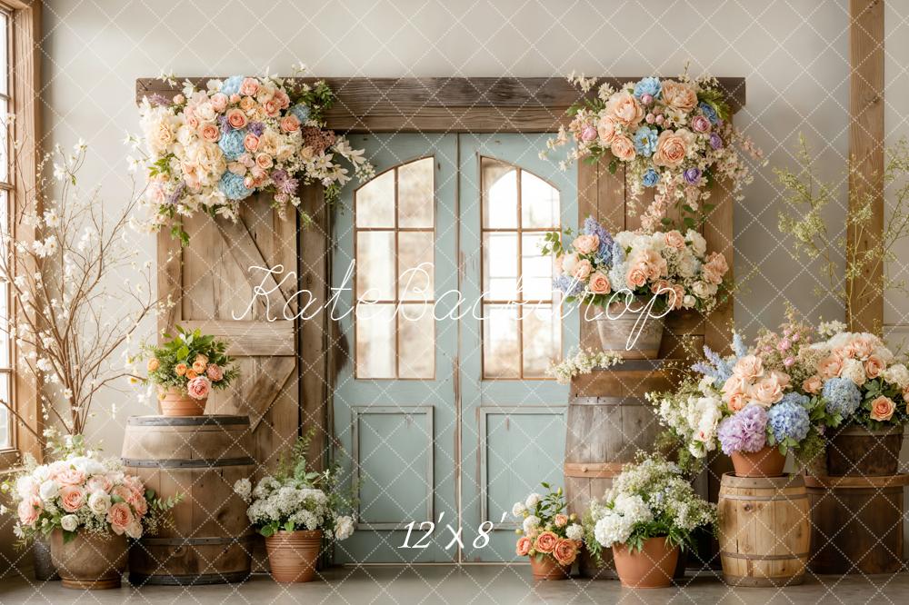 Kate Spring Wooden Doors Barrels Backdrop Designed by Emetselch - Image 10