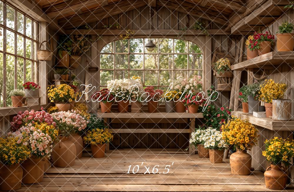 Kate Floral Pots Wooden Shelves Window Backdrop Designed by Emetselch - Image 6