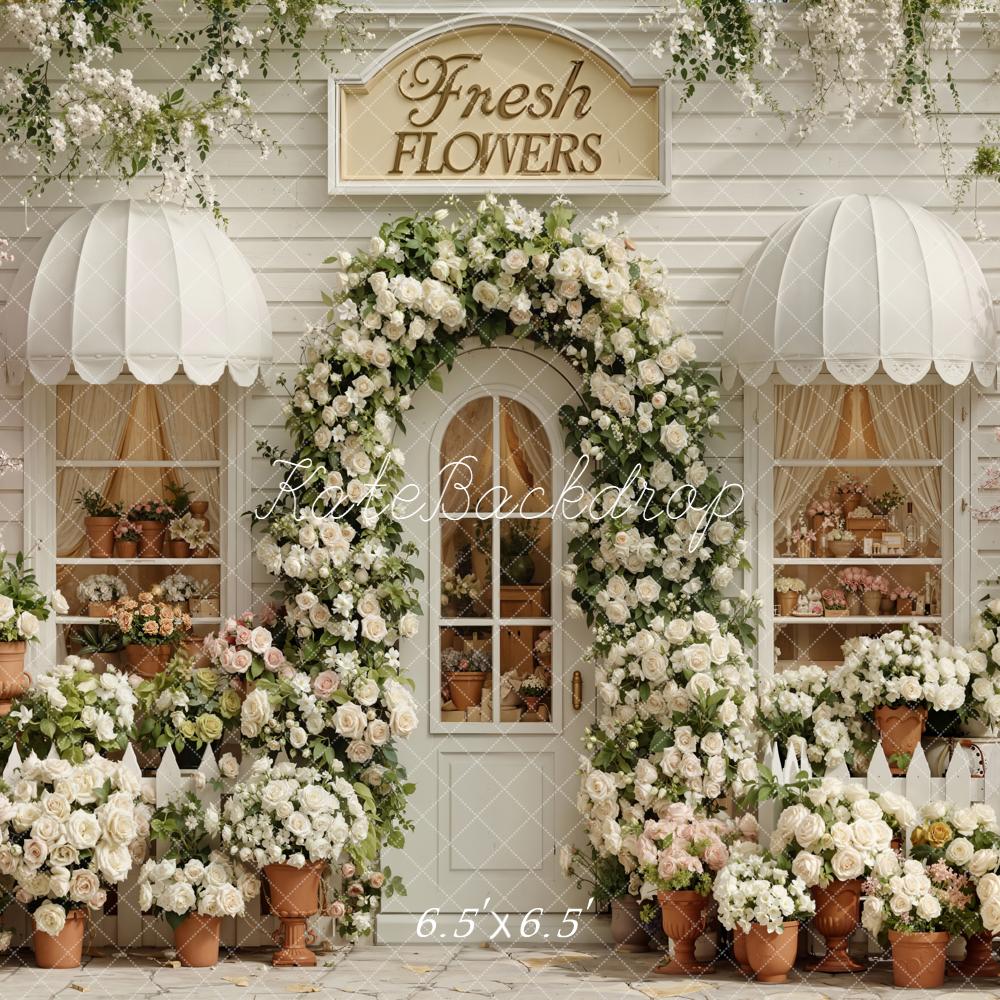 Kate Spring Flower Shop White Roses Archway Backdrop Designed by Emetselch - Image 2