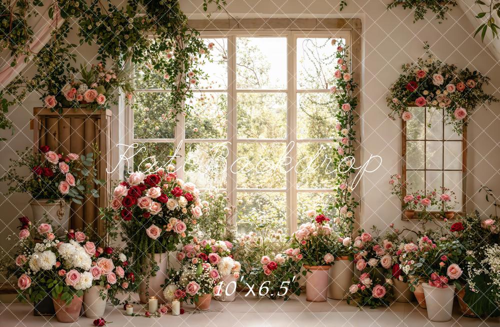 Kate Floral Window Garden Fleece Backdrop Designed by Emetselch - Image 2