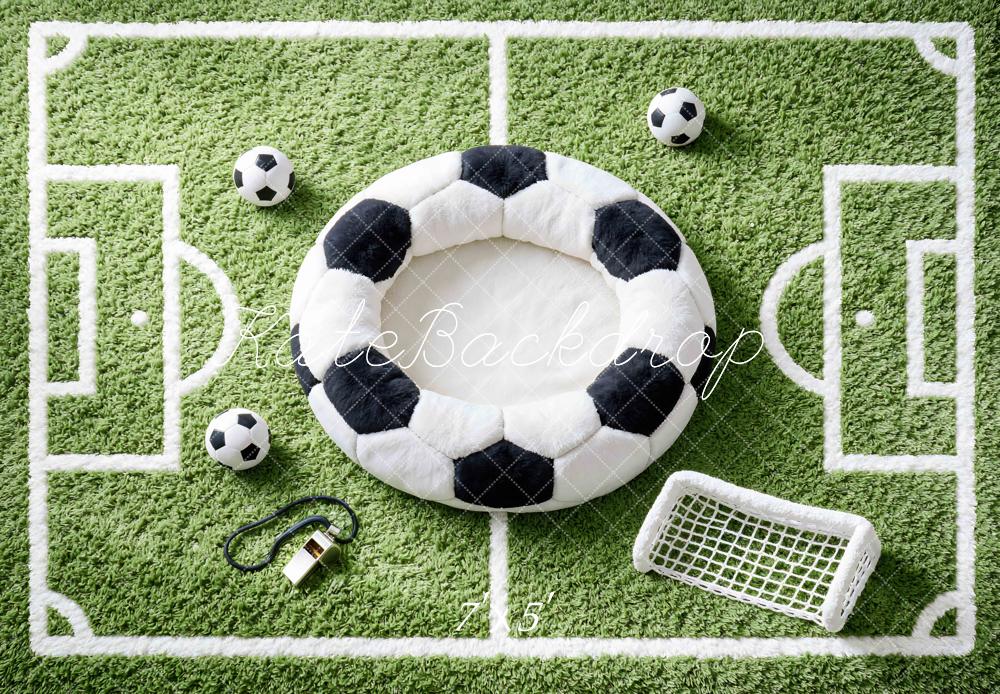 Kate Football Field Balls Goal Green Backdrop Designed by Mini MakeBelieve