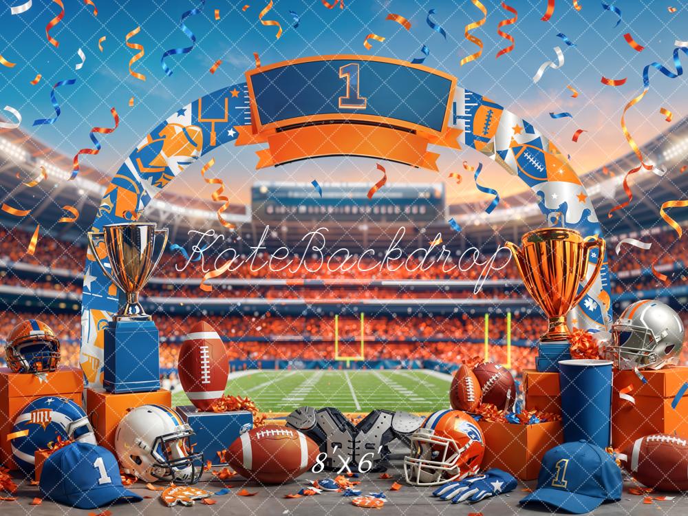 Kate Football Stadium Arch Trophies Fleece Backdrop Designed by Chain Photography