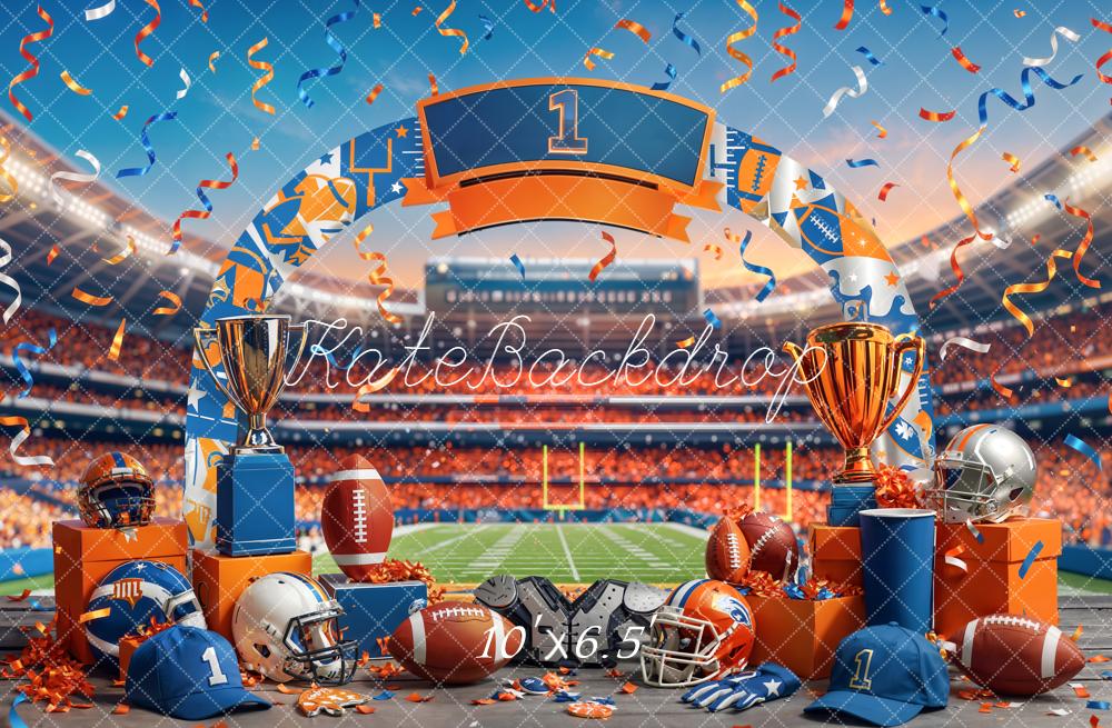 Kate Football Stadium Arch Trophies Fleece Backdrop Designed by Chain Photography - Image 2