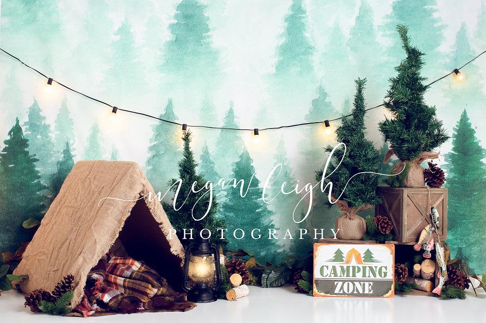 Kate Forest Camping Tent and Lamp Children Summer Backdrop for Photography Designed by Megan Leigh Photography - Image 2