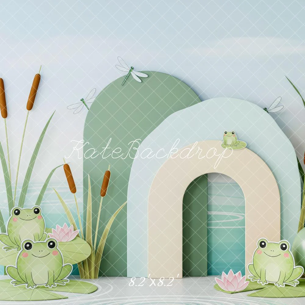 Kate Frog Lily Pads Reeds Pastel Backdrop Designed by Patty Robert - Image 5