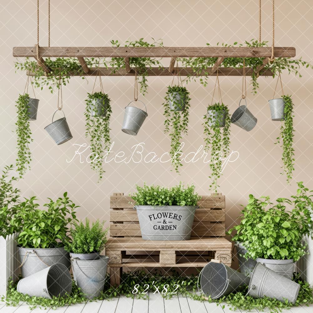 Kate Spring Bench Wooden Pallet Hanging Plants Backdrop Designed by Patty Robert - Image 5