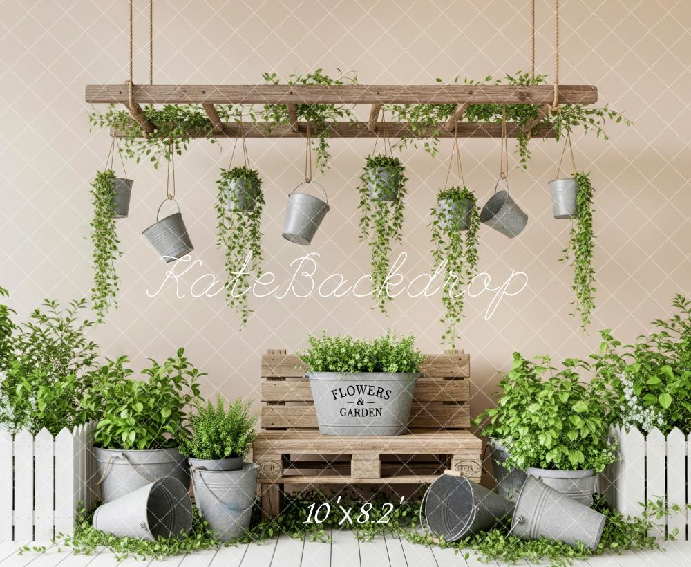 Kate Spring Bench Wooden Pallet Hanging Plants Backdrop Designed by Patty Robert - Image 6
