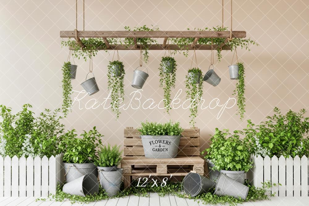 Kate Spring Bench Wooden Pallet Hanging Plants Backdrop Designed by Patty Robert - Image 8