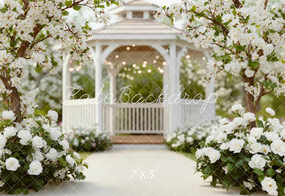 Kate Spring Gazebo White Flowers Trees Backdrop Designed by Emstselch