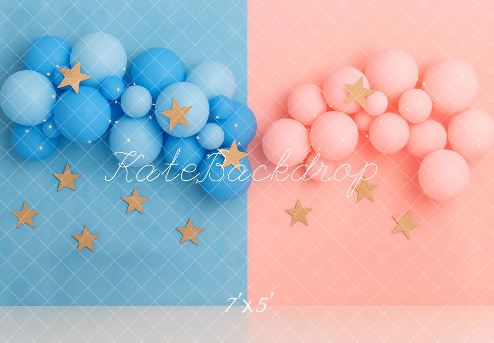 Kate Gender Reveal Blue Pink Balloon Stars Backdrop Designed by Patty Robert