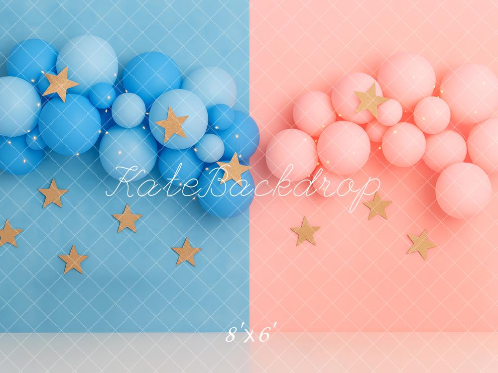 Kate Gender Reveal Blue Pink Balloon Stars Backdrop Designed by Patty Robert - Image 3