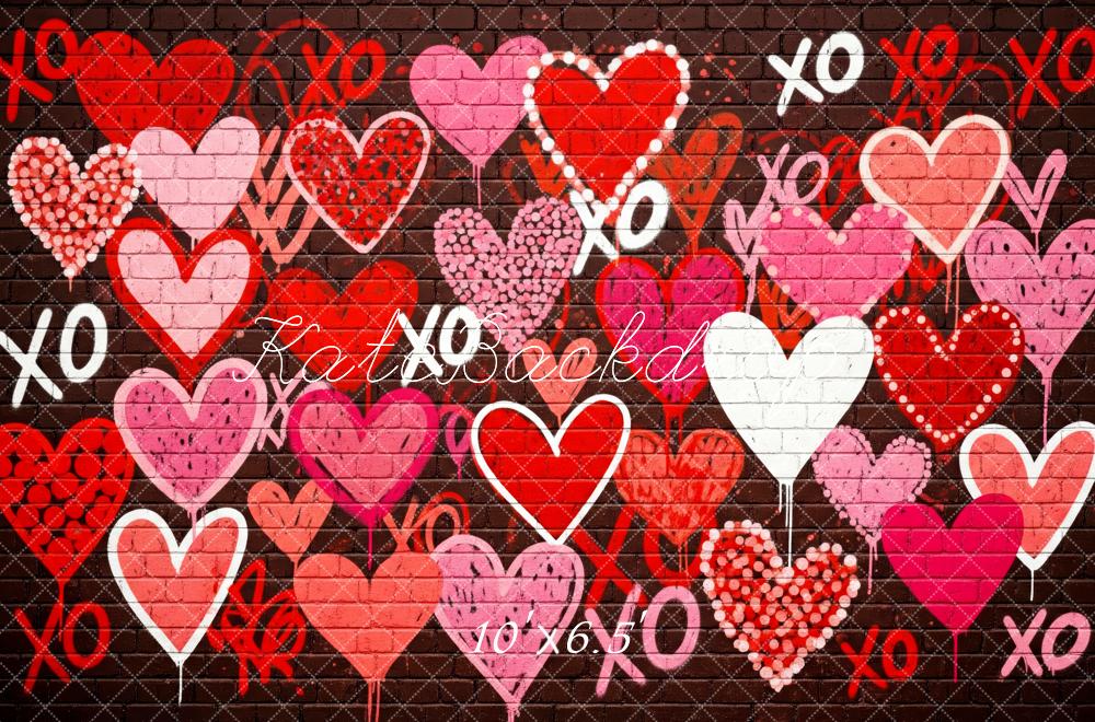 Kate Graffiti Hearts Brick Wall Valentine Backdrop Designed by Patty Robert - Image 4