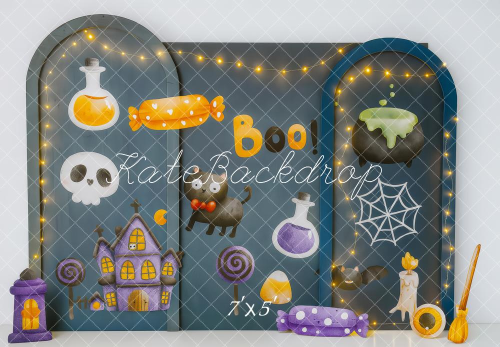 Kate Halloween Candy Cat Cauldron Backdrop Designed by Patty Robert