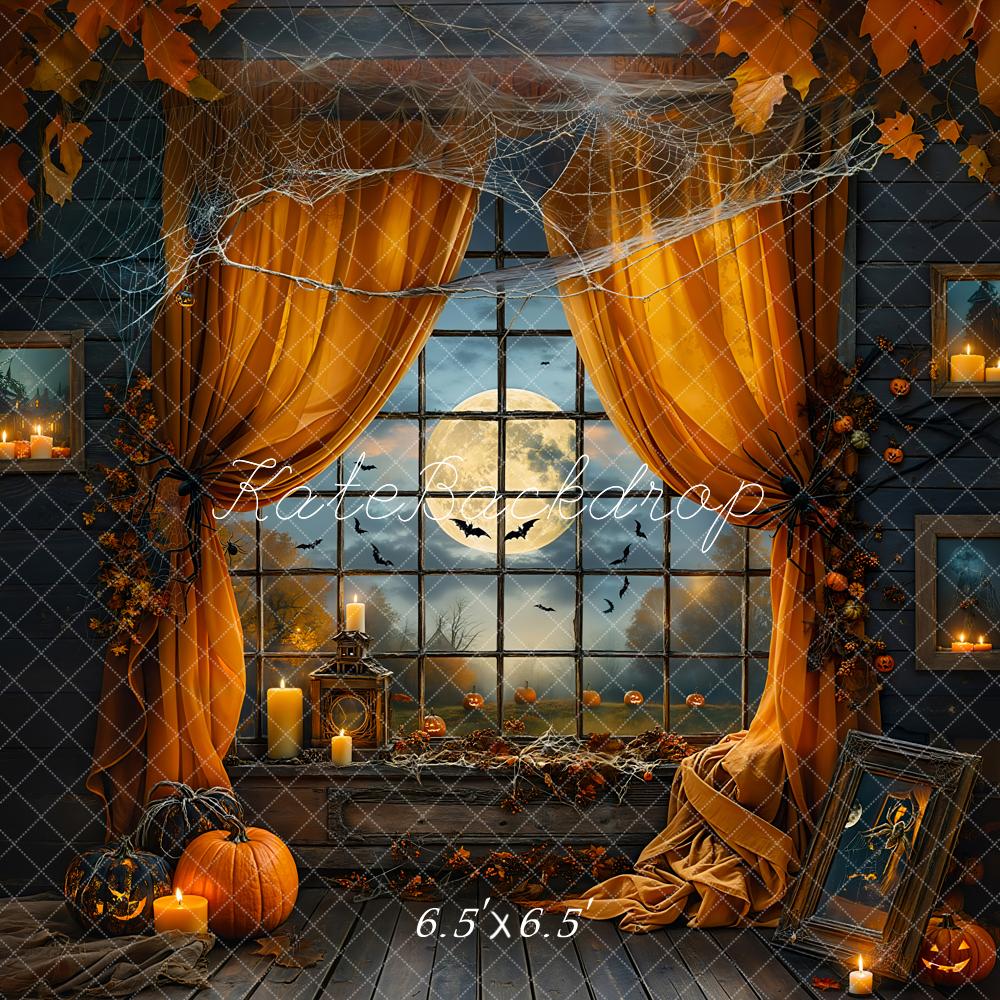 Kate Halloween Night Bat Curtain Window Backdrop Designed by Emetselch - Image 4