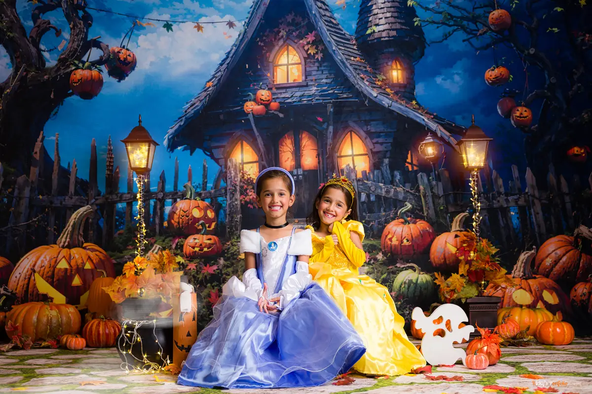 Kate Halloween Pumpkin Castle Backdrop Designed by Chain Photography