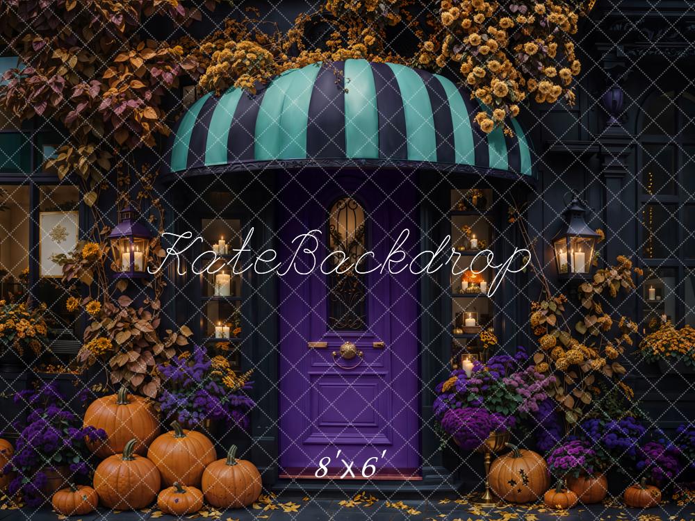 Kate Halloween Pumpkins Purple Door Fleece Backdrop Designed by Emetselch