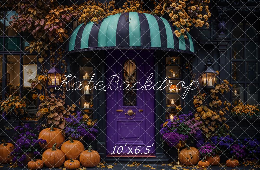 Kate Halloween Pumpkins Purple Door Fleece Backdrop Designed by Emetselch - Image 2