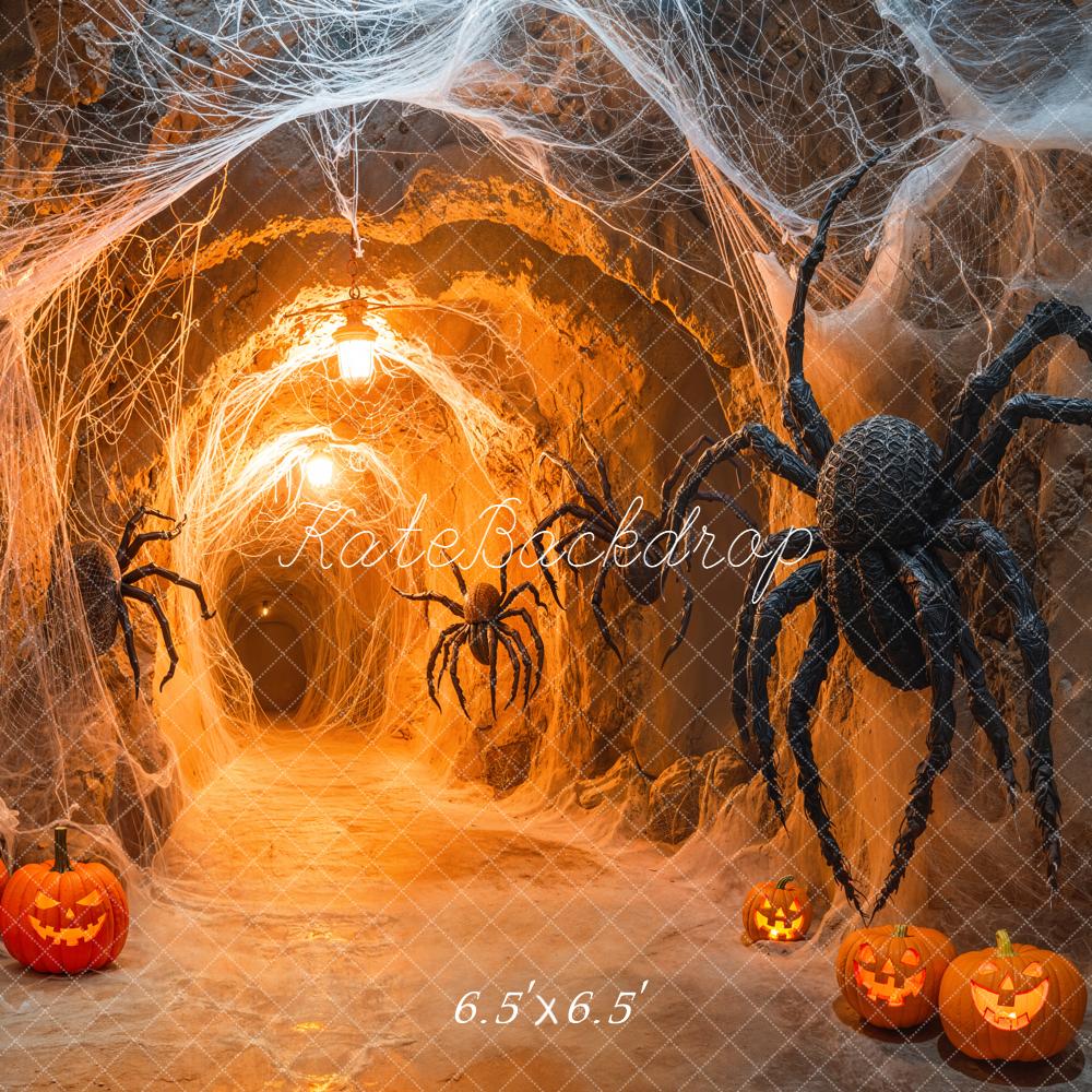 Kate Halloween Spider Web Tunnel Pumpkins Backdrop Designed by Emetselch - Image 2
