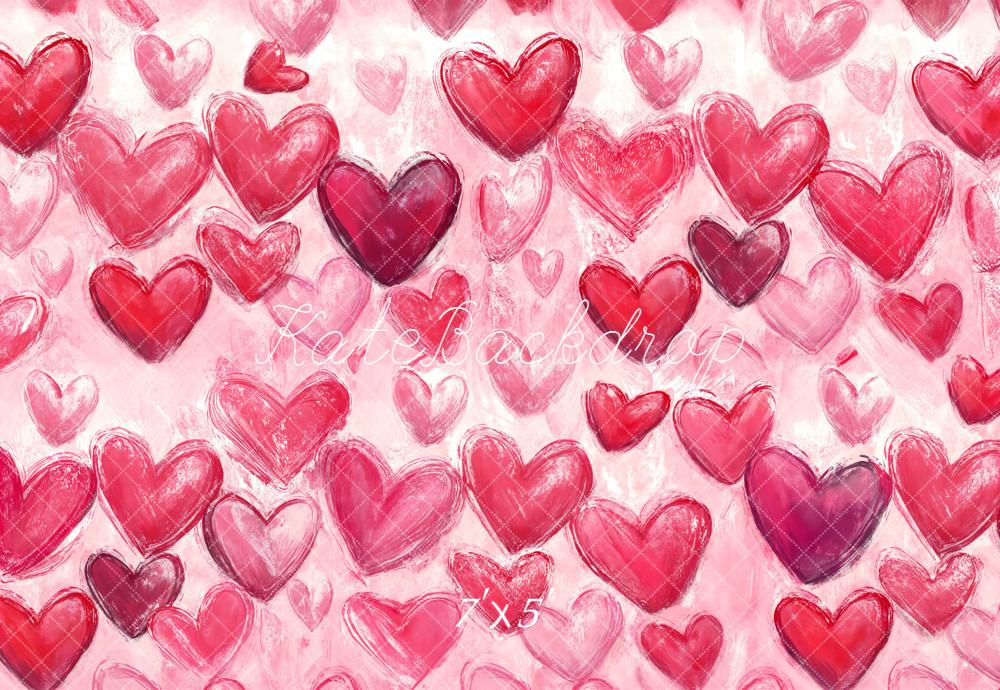 Kate Valentine Pink Red Graffiti Hearts Backdrop Designed by Chain Photography