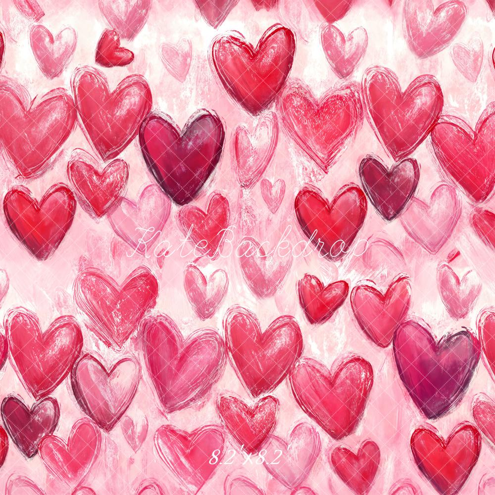 Kate Valentine Pink Red Graffiti Hearts Backdrop Designed by Chain Photography - Image 5
