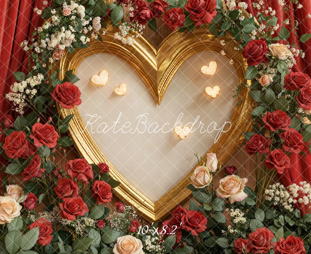 Kate Valentine Heart Frame Roses Gold Backdrop Designed by Emetselch - Image 6