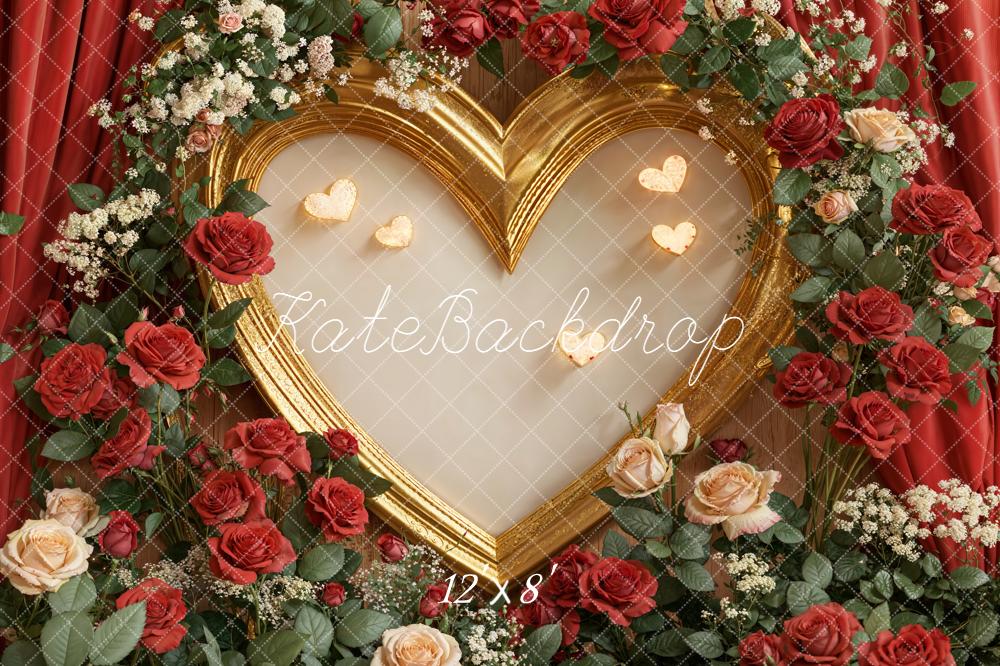 Kate Valentine Heart Frame Roses Gold Backdrop Designed by Emetselch - Image 8