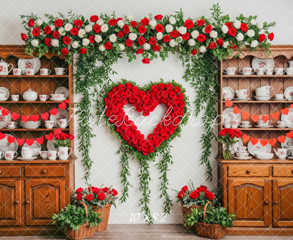Kate Valentine Heart Roses Garland Wooden Cabinet Backdrop Designed by Patty Robert - Image 6