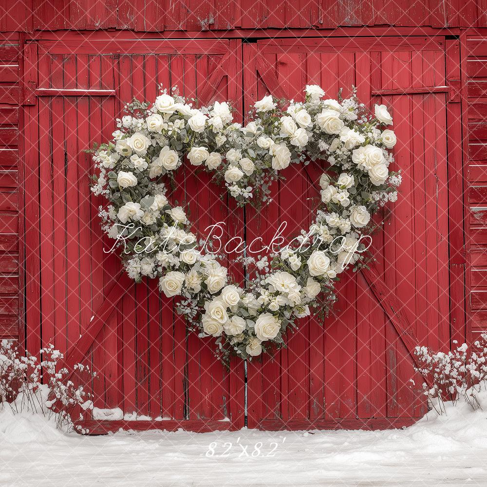 Kate Heart Wreath Red Barn Backdrop Designed by Angela Marie Photography - Image 5
