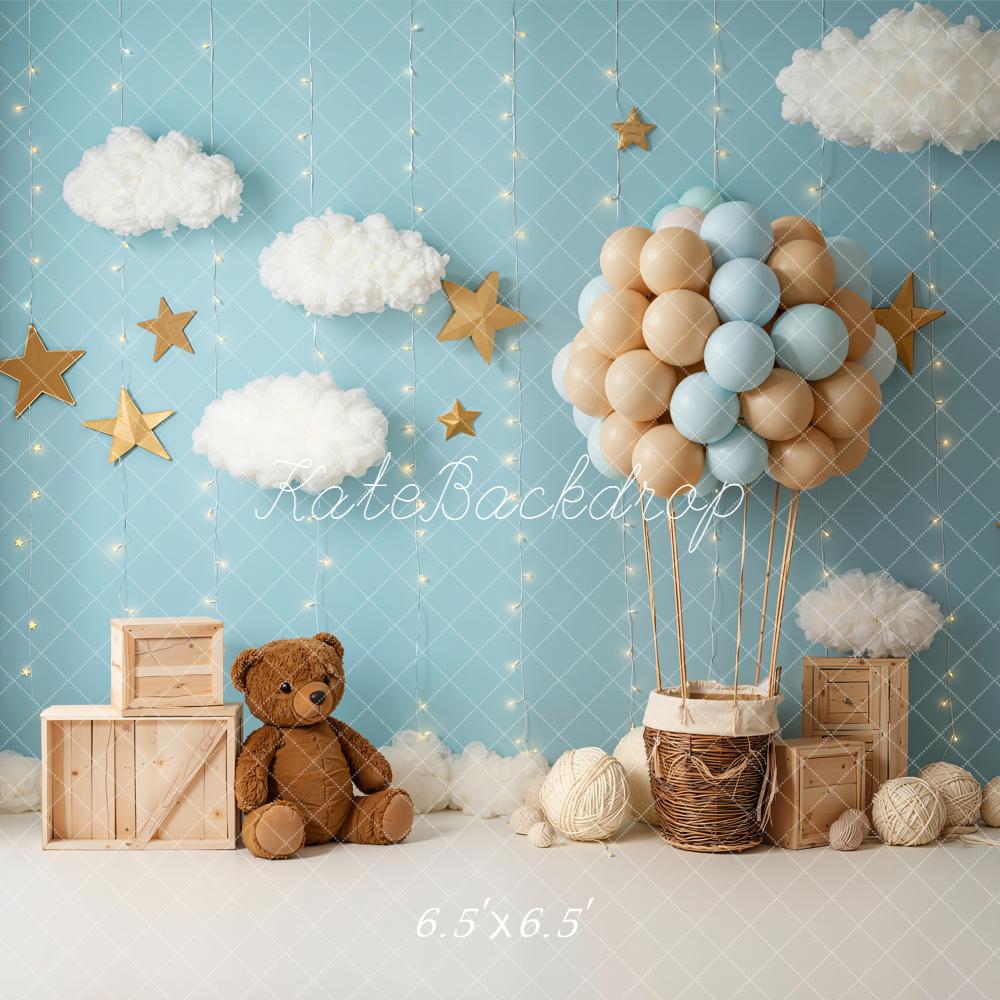 Kate Cake Smash Hot Air Balloon Teddy Cloud Backdrop Designed by Emetselch - Image 2