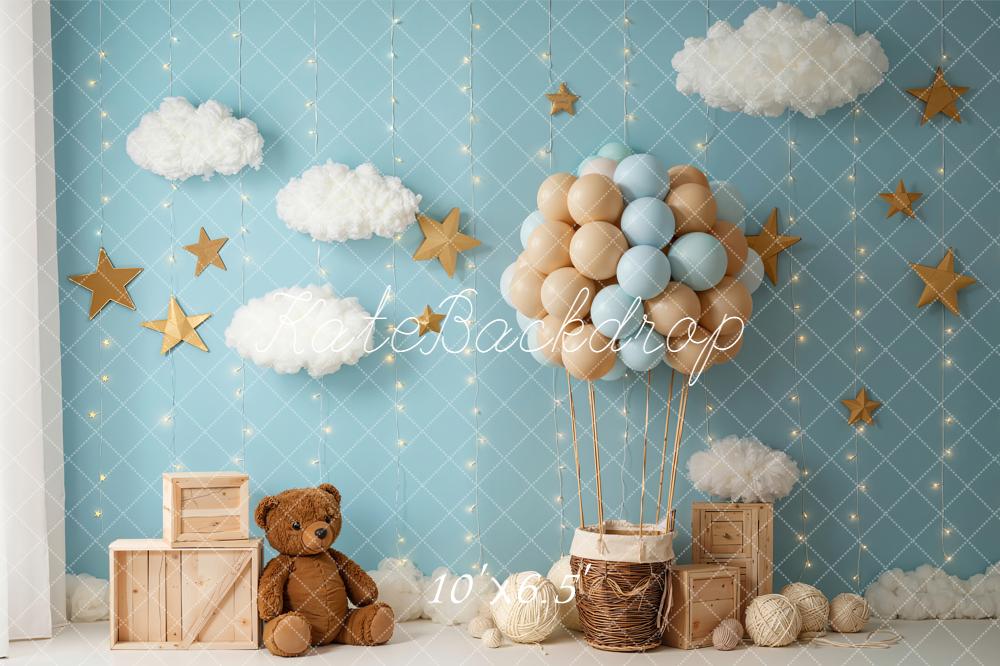 Kate Cake Smash Hot Air Balloon Teddy Cloud Backdrop Designed by Emetselch - Image 4