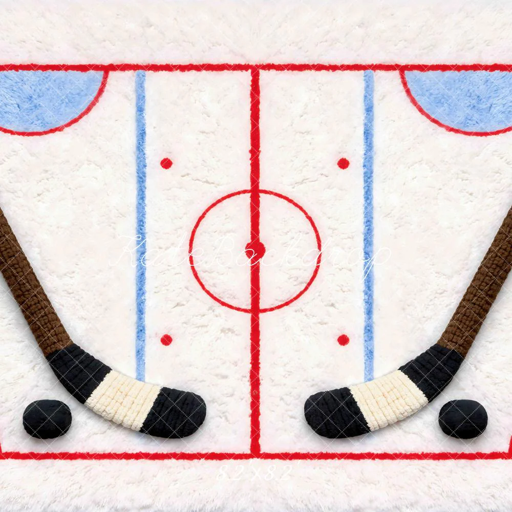 Kate Ice Hockey Rink Brown Sticks Pucks Backdrop Designed by Mini MakeBelieve - Image 5