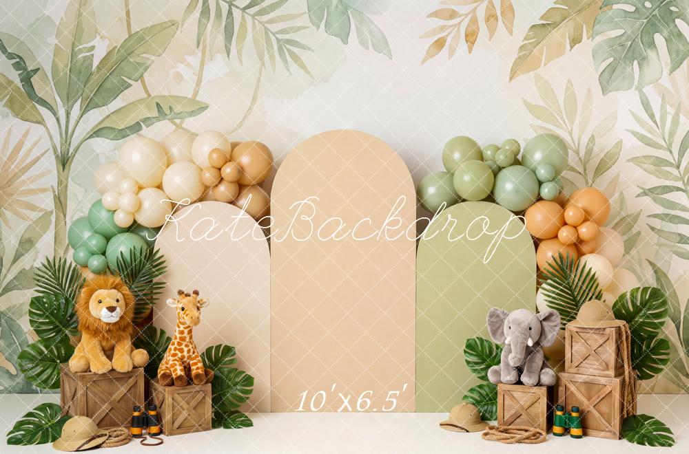 Kate Jungle Animals Safari Balloons Crates Fleece Backdrop Designed by Patty Robert - Image 2